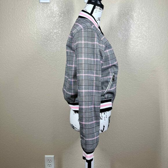 Charlotte Russe Gray bomber jacket zipper closure size M 90 baddie barbie - Picture 13 of 14